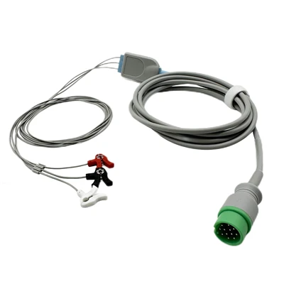 BIOLIGHT 12-stifts 3-avlednings EKG/EKG-kabel med neonatal patientklämma