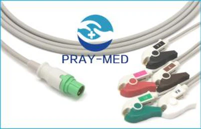 Kompatibel för Siemens Drager SC5000 SC6000 ECG 3Lead kabel och blytrådar AHA Grabber
