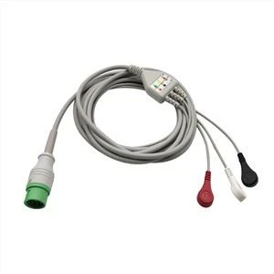 Comen 3-avledningar 12-stifts EKG-integrerad kabel med snaps